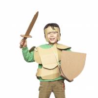 My hero: A child dresses up in a cardboard costume for the Cardboard Festival in Kobe. | REUTERS