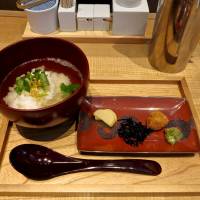 Ochazuke: Rice drenched with a dashi broth made from fragrant katsuobushi (dried bonito), served at Nihonbashi Dashi Bar Hanare. | ROBBIE SWINNERTON