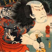 An 1852 ukiyo-e woodblock print by Kuniyoshi Utagawa of kabuki actor Nakamura Utaemon IV | WIKICOMMONS