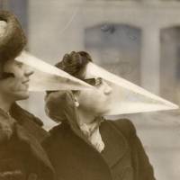 Women wear plastic cones on their faces to protect themselves during a snowstorm in Montreal in 1939. Man-made global warming has paradoxically brought warmer winters to North America. | NATIONAAL ARCHIEF/SPAARNESTAD/HET LEVEN