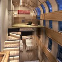 The company plans to have two deluxe suites in the train, one of which is expected to resemble this artist’s rendition. | JR EAST