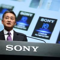 Kazuo Hirai, president and chief executive officer of Sony Corp., speaks at a news conference in Tokyo in May. | BLOOMBERG