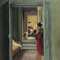 Fèlix Vallotton\'s \"Intérieur avec femme en rouge de dos\" (1903)  | KUNSTHAUS ZÜRICH; &#169; 2013 KUNSTHAUS ZÜRICH. ALL RIGHTS RESERVED.