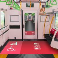 All cars in a new train series that will be introduced next year on Tokyo’s busy Yamanote Line will feature a “free space” large enough to accommodate baby strollers and wheelchairs. | EAST JAPAN RAILWAY CO./KYODO