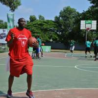 In his element: Dzaflo Larkai talks to SpriteBall Basketball Clinic participants last weekend at the Aviation Social Centre in Accra, Ghana.  | NBA AFRICA
