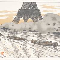 Henri Riviere\'s \"The Riverboat\" from the series \"Thirty-six Views of the Eiffel Tower\" | UKIYO-E OTA MEMORIAL MUSEUM OF ART