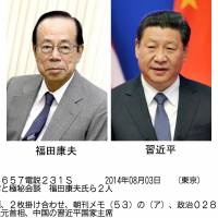 Yasuo Fukuda and Xi Jinping | KYODO
