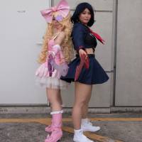 Dangerous women:\"Kill La Kill\"s Ryuko Matsui and Nui Harime call a truce long enough to pose for photographers with their impressive homemade weapons. | BEN BRADY