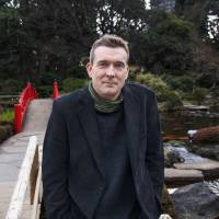 Clocking in: Author David MItchell in the garden of the Hotel New Otani in Tokyo. Inside author David Mitchell's metaphysical mind