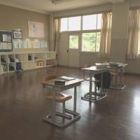 Threatened with closure: A Shiraishi Junior High School classroom speaks volumes about the demographic problems facing this island in the Seto Inland Sea. The school, which opened in 1997, has a student body of eight. On this island, depopulation isn't the problem — inertia is