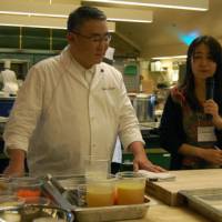 A dash of Japanese culture: Four Michelin-star Japanese chef Kunio Tokuoka (left) takes part in the Culinary Institute of America\'s 13th Worlds of Flavor conference in Napa Valley, California. | MELINDA JOE PHOTOS