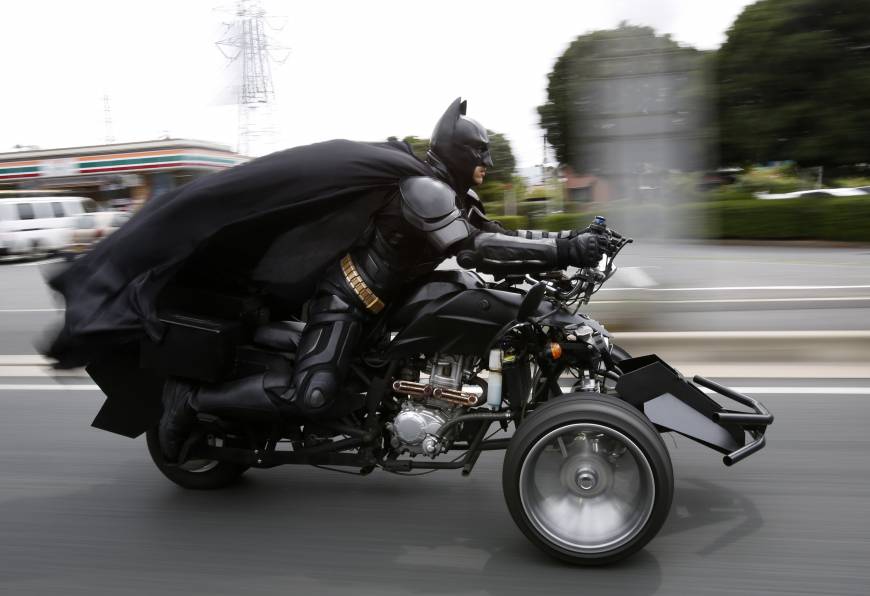 A 41-year-old man going by the name of Chibatman rides his Chibatman forever: Dark Knight cosplayer makes social media smile