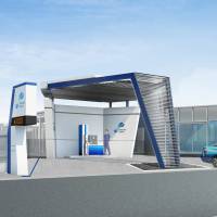 An artist\'s rendering shows a hydrogen station that Toyota Tsusho Corp. plans to set up in Atsuta Ward, Nagoya. | TOYOTA TSUSHO CORP.