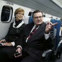 Northeast Maglev chief Wayne Rogers sits in a maglev train at the JR Tokai test track in Yamanashi Prefecture. | BLOOMBERG