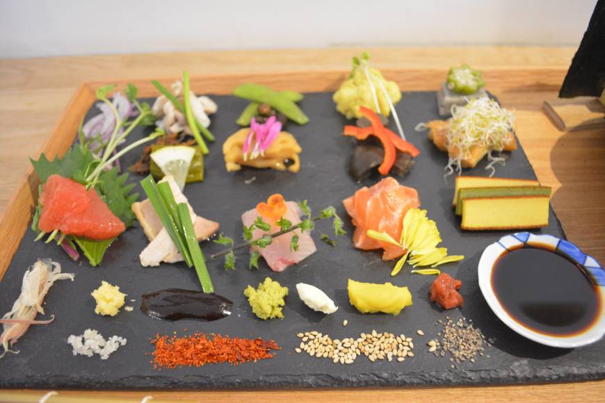 Awomb Sushi smorgasbord: The platters at Kyoto restaurant Awomb encourage diners to experiment and create their own unique sushi combinations. | J.J. O'DONOGHUE