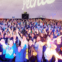 Under the dome: The audience at PechaKucha poses for a photo at last year\'s Tokyo Designers Week. Organizers of that event will hold this year\'s edition on Oct. 29. | PHOTO COURTESY OF TOKYO DESIGNERS WEEK