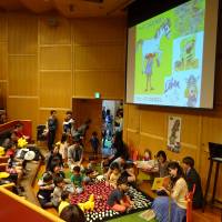 A Swedish picture-book reading takes place on Oct. 11 at the Alfred Nobel Auditorium at the Embassy of Sweden in Tokyo. | MIKI IGO