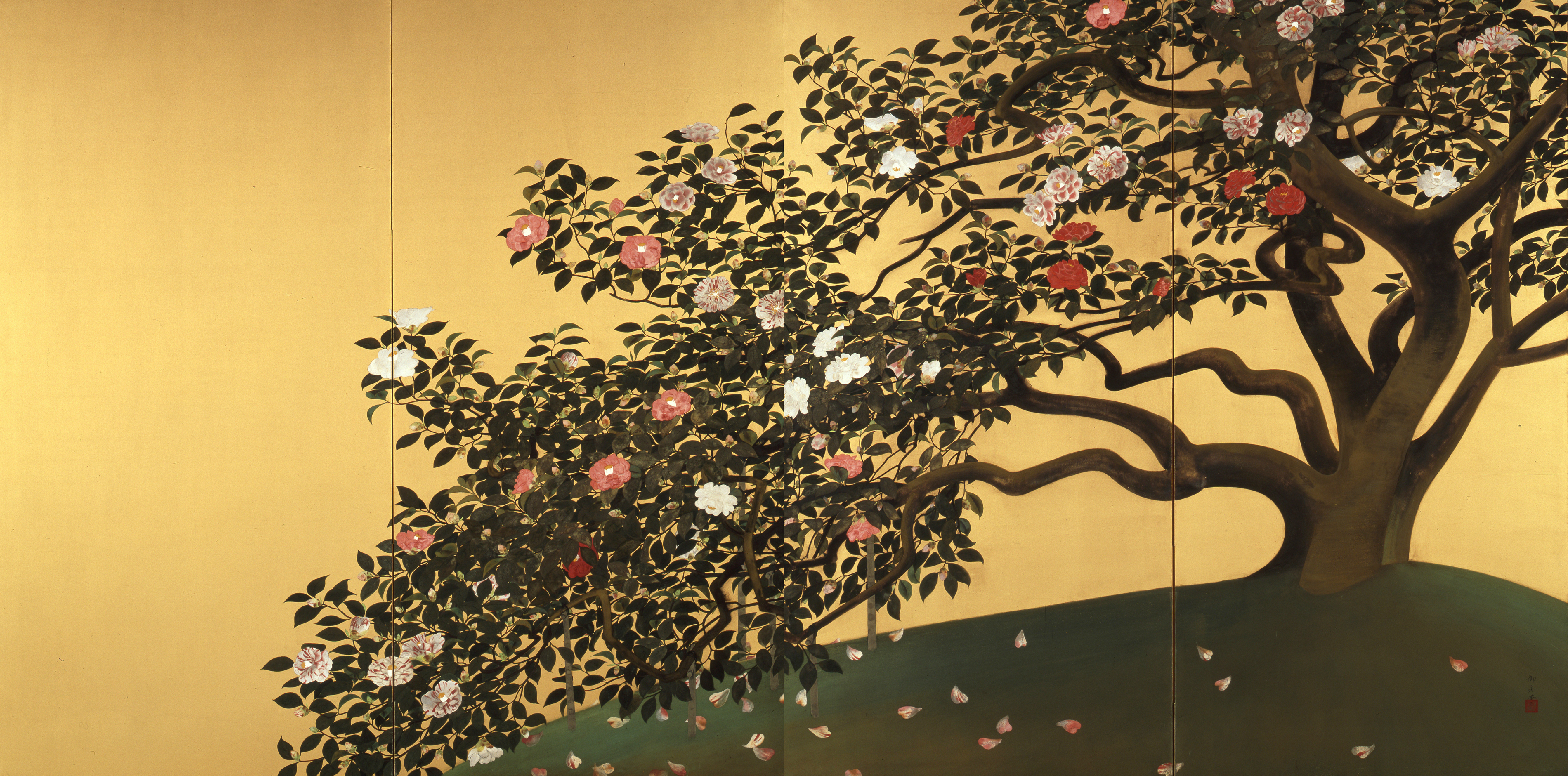 Gyoshu Hayami's 'Camellia Petals Scattering' (1929), an Important Cultural Property.  | YAMATANE MUSEUM OF ART