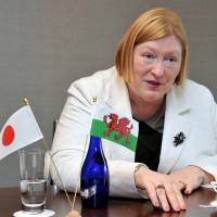 Edwina Hart, economy minister of the Welsh Assembly, speaks to The Japan Times in Tokyo on Friday. | YOSHIAKI MIURA