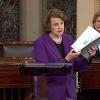 Senate Intelligence Committee Chairwoman Dianne Feinstein, a California Demorat, discusses a newly released Intelligence Committee report on the CIA\'s anti-terrorism tactics in a Tuesday speech on the Senate floor. \"Enhanced interrogation\" techniques used by the CIA on militants detained in secret prisons were ineffective and never produced information that led to the disruption of imminent terrorist plots, the declassified report by the Senate Intelligence Committee found. | REUTERS