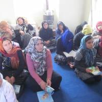 Women from rural areas of Afghanistan attend a literacy course organized by the Kyoto-based Nippon International Cooperation for Community Development (NICCO), as part of the organization\'s efforts to help women gain financial independence and pursue employment opportunities. | NICCO