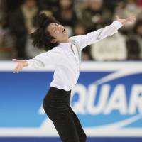 Pleasing the crowd: Tatsuki Machida performs to \"Fantasia\" at nationals on Friday in Nagano. He is in second place with 90.15 points after the short program.  | KYODO
