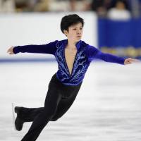 Gold is the goal: Shoma Uno competes in the men\'s short program on Friday. Uno is in third place with 85.53 points.  | KYODO