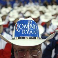 Texas delegates wear cowboy hats at the Republican National Convention in Tampa, Florida, in August 2012. | AP