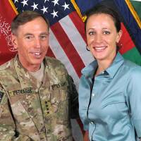 This image, provided by the NATO-led International Security Assistance Force, shows then-ISAF commander Gen. David Petraeus with his biographer, Paula Broadwell, in Afghanistan in July 2011. | AP