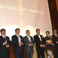 Recognition for their work: Award recipients pose for a photo at the Japan Coaches\' Awards last week. | KAZ NAGATSUKA