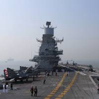 India reportedly plans to equip an aircraft carrier that would be a successor to current ships such as the INS Vikramaditya (pictured) with top-of-the-line U.S. technology to boost their range and potency, a move widely perceived as a bid to counter China\'s military influence in the region. | REUTERS