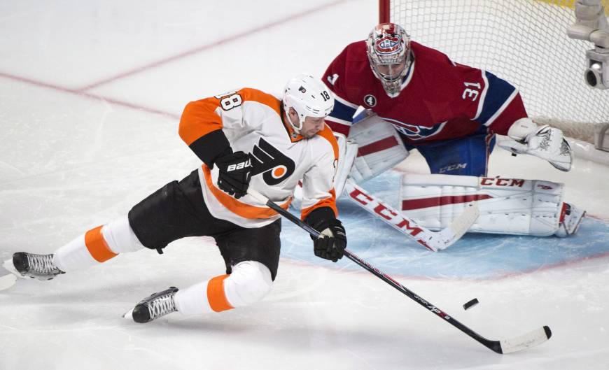 canadiens rally late to beat flyers the japan times umberger flyers