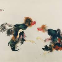 Seiho Takeuchi\'s \"Cocks Fighting\" (1926) | © YOSHITOMO NARA