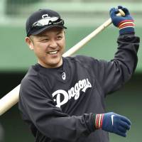Still competing: The Dragons\' Motonobu Tanishige is entering his 27th season as a pro baseball player.  | KYODO