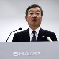 Kozo Takahashi, president of Sharp Corp., speaks during a news conference in Tokyo on Feb. 3. | BLOOMBERG