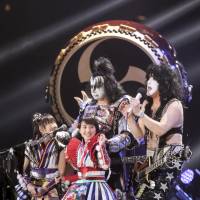 Shout it out: Idol group Momoiro Clover Z joined iconic rockers Kiss for a performance at Tokyo Dome on March 3.  | © KAMIIISAKA HAJIME