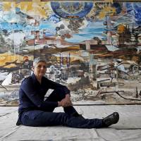Artist Jackie Kazarian poses for a portrait in front of her painting for \"Project 1915,\" a commemorative piece marking the 100th anniversary of the Armenian genocide, in Chicago on Monday. The 1915 massacre of Armenians by Ottoman troops left up to an estimated 1.5 million people dead and forced the exile of millions more, threatening a 3,000-year-old culture rich in architecture, literature, music and dance. It is widely seen as the 20th century\'s first genocide. | REUTERS