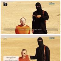 A combination photo of still images from a video obtained from SITE Intel Group website shows “Jihadi John,” a masked, black-clad militant identified as former London resident Mohammed Emwazi, standing next to Steven Sotloff (top left), David Haines (center left) and Kenji Goto (bottom left). For terrorist profilers, well-educated 'Jihadi John' nothing new