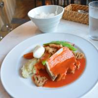 Funky: Pork served with gravy, mash and roasted vegetables. | J.J. O\'DONOGHUE