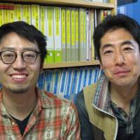 Top billing: Keisuke Tanaka (left), who is directing the High School Drama Summit in Tokyo, an annual event founded by Naruhiko Hayashi (right). | NOBUKO TANAKA