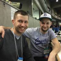 World travelers: Jakub Starik (left) and David Agner traveled to Tokyo from Prague to cover Team Europe\'s games against Samurai Japan for Czech TV. | JASON COSKREY