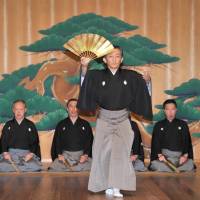 Stage center: Noh master Kiyokazu Kanze performs in the Kanze Nohgakudo theater in Shoto that closes this month. | YOSHIAKI MIURA