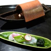 Sashimi with ice plant at Gion Nishikawa | ROBBIE SWINNERTON