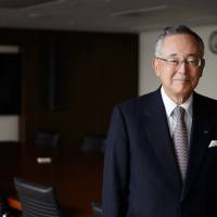 Yoshihiko Miyauchi, senior chairman of Orix Corp., poses for a photograph in Tokyo in March. He argues for a system in which short-term shareholders cannot influence corporate decisions. Japan must shut out short-term investors, says Orix founder