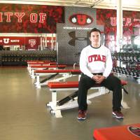 Self improvement: James Gray poses at the Utes football team training facility. | KAZ NAGATSUKA