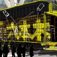 Art on wheels: An artist\'s rendition of the \"Hal\" truck from \"Art Truck Project \'Hal\' \'Akebono\' \" by the Daito Manabe-led creative collective Rhizomatiks shows how the mobile platform will look as it makes stops at various places during Roppongi Art Night. | SATOKO KAWASAKI