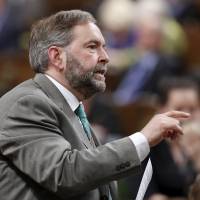New Democratic Party leader Thomas Mulcair speaks during Question Period in the House of Commons on Parliament Hill in Ottawa on Tuesday. | REUTERS