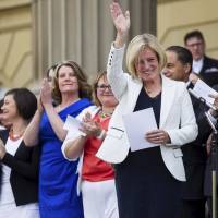 Alberta New Democratic Party leader Rachel Notley is sworn in as Alberta\'s 17th premier in Edmonton on Sunday. | REUTERS