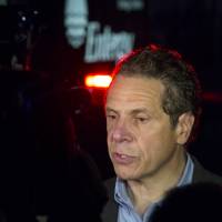 Gov. Andrew Cuomo speaks to reporters near the main entrance of the Indian Point nuclear power plant in Buchanan, New York, on Saturday,  after an Entergy company representative said a transformer failed and caused a fire at the Unit 3 nuclear power plant. The fire was extinguished and the unit shut down automatically, according to the company, but Cuomo said Sunday oil had leaked from the facility into the nearby Hunson River. | AP
