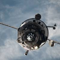 In this Feb. 5 photo provided by NASA, an ISS Progress resupply vehicle approaches the International Space Station. On April 29, NASA and the Russian Space Agency declared a total loss on an unmanned Progress capsule, carrying 3 tons of goods to the station. The spacecraft began tumbling when it reached orbit.It is expected to burn up on re-entry Friday. | AP